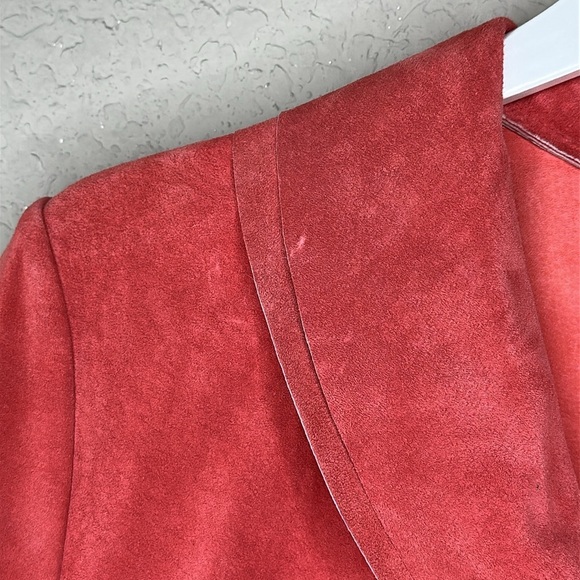 NWT Monterey Bay Clothing Company Suede Ruffle Hem Peach Orange Jacket Size 10 - Picture 3 of 16